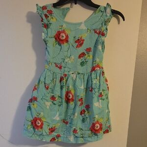 Charming Floral Kids Dress in Aqua and Red GAP KIDS 6/7